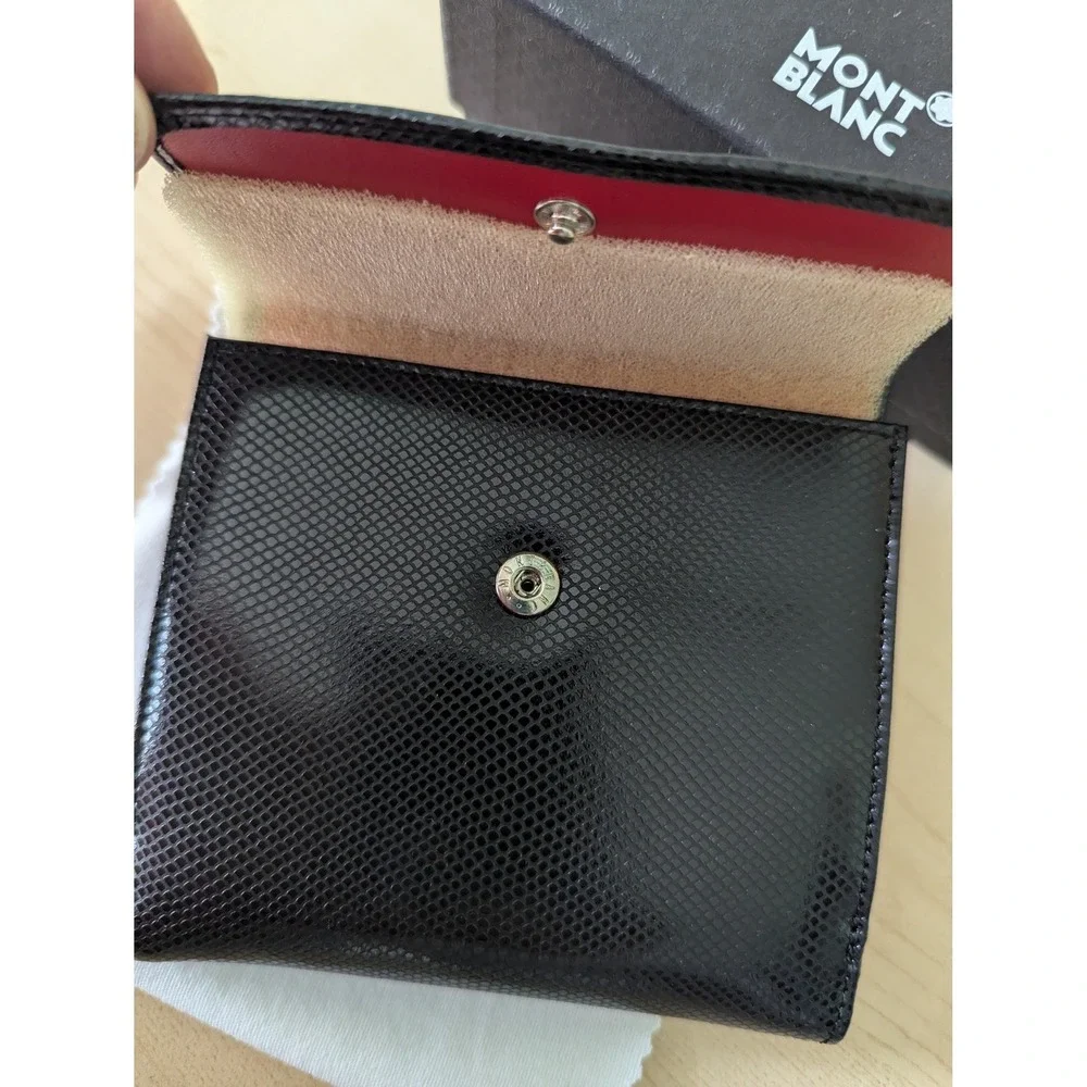 Montblanc 8616 Black Textured Leather Wallet 6cc Coincase Red Interior New Box